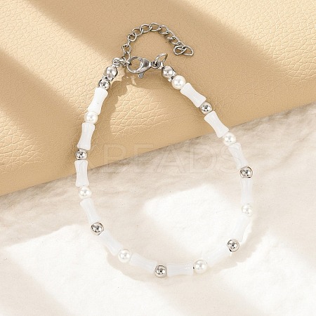 304 Stainless Steel Beaded Bracelets for Women BJEW-M056-08P-03-1