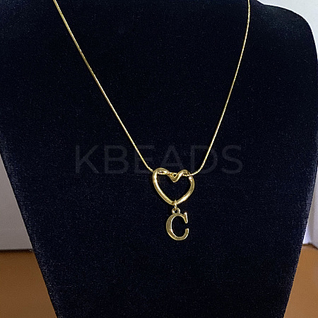 304 Stainless Steel Heart with Initial Pendant Necklaces for Women FS-WG4DC9E-03-1
