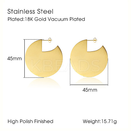 Minimalist Chic Geometric 304 Stainless Steel Stud Earrings for Women GH0189-2-1