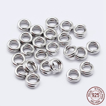 Rhodium Plated 925 Sterling Silver Split Jump Rings STER-F036-01P-1x4mm-1