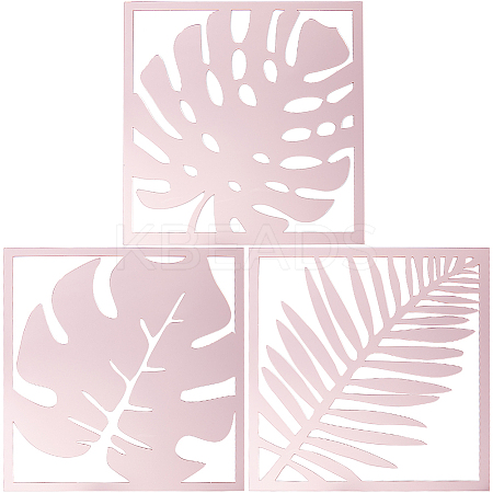 3Pcs Leaf Acrylic Mirror-Like Wall Stickers DIY-WH0304-722A-1