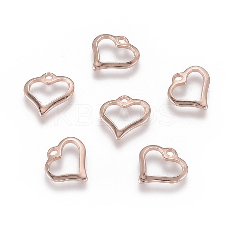 201 Stainless Steel Open Heart Charms STAS-F192-059RG-1