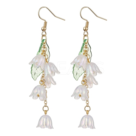 Flower Acrylic with 304 Stainless Steel Dangle Earrings EJEW-JE06142-1