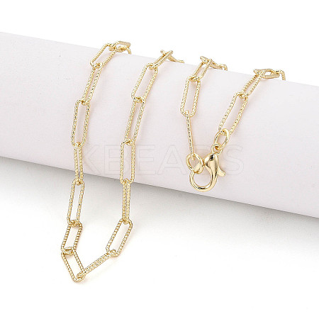 Brass Textured Paperclip Chain Necklace Making MAK-S072-03B-LG-1