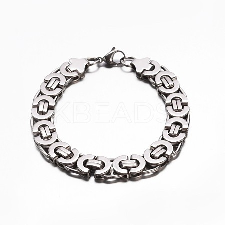 Tarnish Resistant 201 Stailess Steel Byzantine Chain Bracelets BJEW-G469-12P-1