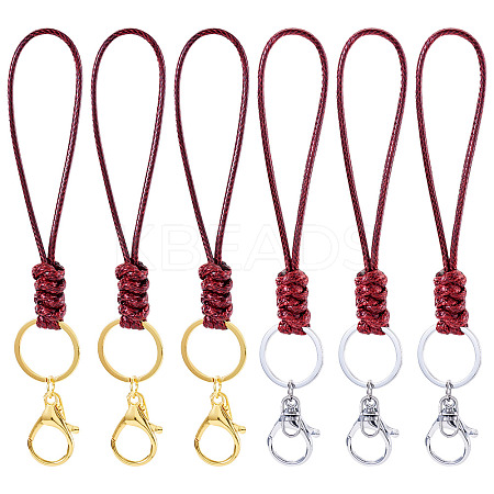 10Pcs 2 Colors Eco-Friendly Korean Waxed Polyester Cord Keychains KEYC-TA00034-1