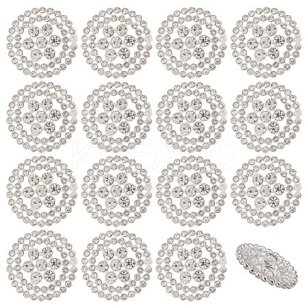 16Pcs  1-Hole Alloy Rhinestone Shank Buttons BUTT-CA0001-32-1