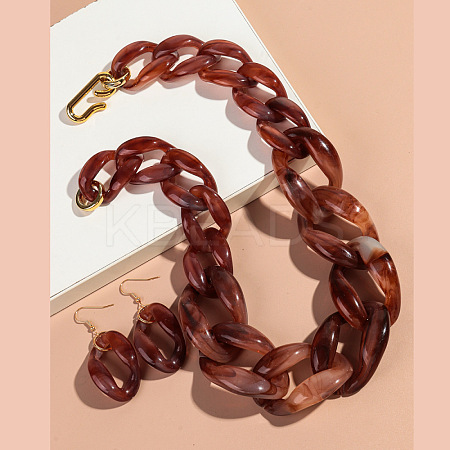 Acrylic Curb Chain Necklaces & Dangle Earrings Sets FS-WGC8108-02-1