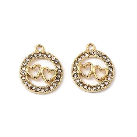 304 Stainless Steel with Crystal Rhinestone Charms STAS-G358-20G-1