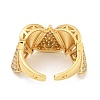 Ginkgo Leaf Clear Cubic Zirconia Open Cuff Ring RJEW-L121-027G-2