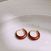 Brass Enamel Hoop Earrings EJEW-B120-01G-06-1