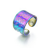 Ion Plating(IP) Rainbow Color 304 Stainless Steel Snake Pattern Open Cuff Ring RJEW-S405-257M-4