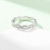 304 Stainless Steel Clear Cubic Zirconia Wave Finger Rings for Women RJEW-Z115-02P-4