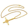 Christian Upside Down Cross & Star Alloy Pendant Pendant Twisted Chain Necklaces for Women NJEW-NH0001-03G-4
