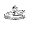 Anti-Tarnish Rhodium Plated 925 Sterling Silver Teardrop Finger Rings RJEW-Z040-07P-2