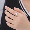 Non-Tarnish Kittens and Puppies 304 Stainless Steel Cuff Ring for Women LS-RJEW-B035-09P-4