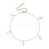Round ABS Imitation Pearl Beads & 304 Stainless Steel Link Chain Tassel Anklets for Women AJEW-AN00738-02-2