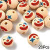 20Pcs Printed Wood European Beads WOOD-YW0001-55B-1