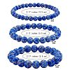 3Pcs 3 Size Synthetic Imperial Jasper Round Beaded Stretch Bracelets Set BJEW-SW00064-33-7