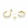 Semicircular Brass Micro Pave Clear Cubic Zirconia Half Hoop Earrings EJEW-T046-21E-NF-3