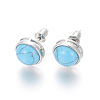 Natural & Synthetic Gemstone Stud Earrings EJEW-F162-H-3