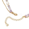 Natural Amethyst Heishi Beads and Rice Natural Pearl Beaded Double Layer 304 Stainless Steel Starfish Pendant Necklaces NJEW-JN05847-02-5