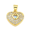 Heart Rack Plating Brass Micro Pave Cubic Zirconia Charms KK-Z053-17G-2