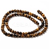 Natural Frosted Tiger Eye Round Bead Strands G-M064-4mm-02-2