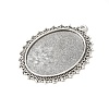 Tibetan Style Antique Silver Alloy Flat Oval Pendant Cabochon Settings X-TIBEP-M022-40AS-2
