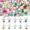 50Pcs 10 Colors Imitation Pearl Acrylic Pendants PALLOY-CJD00002-1