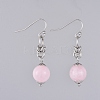 Natural Rose Quartz Dangle Earrings EJEW-JE03934-01-1
