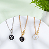 Flat Round with Letter Alloy Enamel Wine Glass Charms AJEW-AB00184-25-4