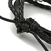 Braided PU Leather & Waxed Cords Triple Layer Multi-strand Bracelets BJEW-P329-06-4