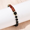 Natural Obsidian & Natural Mixed Stone & Brass Round & Prism Beaded Bracelets for Women BJEW-G752-01G-05-3