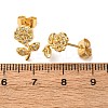 Brass Micro Pave Clear Cubic Zirconia Flower Stud Earrings EJEW-K267-35G-5