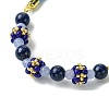 6mm Round Dyed Natural Lapis Lazuli Bead Slider Bracelets BJEW-MZ00062-03-3