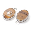 Natural Tiger Eye Oval Pendants G-C102-07P-06-2