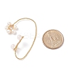 Natural Rose Quartz & Pearl Braided Flower Cuff Earrings EJEW-JE04957-02-5