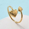 304 Stainless Steel Heart Cuff Rings for Women RJEW-A063-01D-G-1