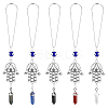 1 Set Hamsa Hand & Evil Eye Hanging Ornament with Bullet Gemstone Charm PALLOY-FH0007-43A-1