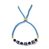6mm Round Dyed Natural Lapis Lazuli Bead Slider Bracelets BJEW-MZ00062-03-1