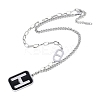 304 Stainless Steel Black Enamel H Rectangle Pendant Twisted Chain Necklaces for Women NJEW-M078-01P-3
