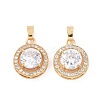 Brass Micro Pave Clear Cubic Zirconia Pendants KK-E068-VC441-2