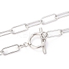 Non-Tarnish 304 Stainless Steel Paperclip Chain Necklaces LS-NJEW-H305-10P-2