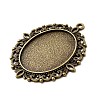 Large Vintage Tibetan Style Alloy Pendant Cabochon Settings X-TIBEP-M018-70AB-NF-2