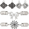 Gorgecraft 4Pcs 4 Style Vintage Alloy Rose Flower & Bowknot Sweater Shawl Clips Brooches Set AJEW-GF0007-24-1