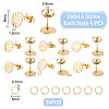 24Pcs 6 Style Ion Plating(IP) 304 Stainless Steel Flat Round Stud Findings STAS-UN0050-65-4