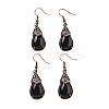 Natural Obsidian Teardrop Dangle Earrings EJEW-B055-01R-23-1