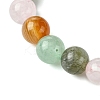 Natural Carnelian & Rose Quartz & Green Aventurine & Labradorite Round Beaded Stretch Bracelets BJEW-JB10910-05-3