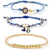 3Pcs 3 Styles Brass & Glass Beads Charm Bracelet Set EY6397-1-4